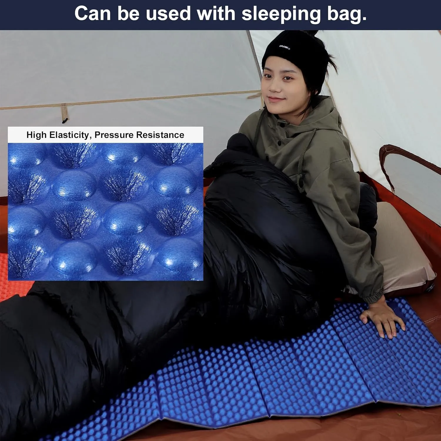 Camping Foam Sleeping Pad Lightweight Closed Cell Folding Camping Mat Moisture-Proof Camping Mattress Portable for Outdoor Hiking Mountaineering Blue