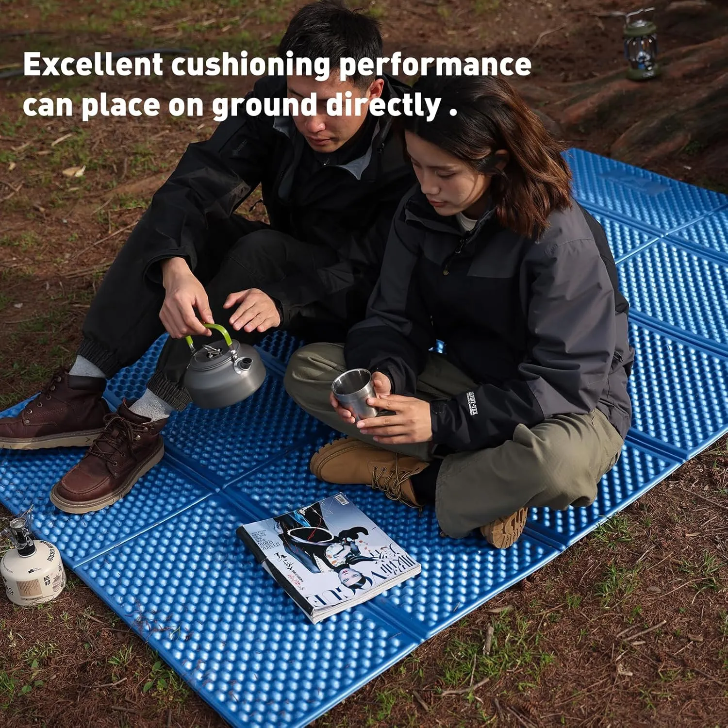 Camping Foam Sleeping Pad Lightweight Closed Cell Folding Camping Mat Moisture-Proof Camping Mattress Portable for Outdoor Hiking Mountaineering Blue