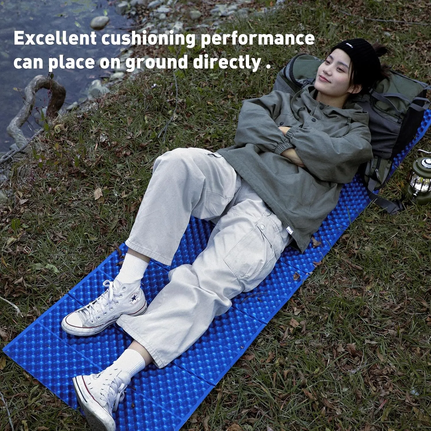 Camping Foam Sleeping Pad Lightweight Closed Cell Folding Camping Mat Moisture-Proof Camping Mattress Portable for Outdoor Hiking Mountaineering Blue