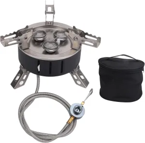 Camping Gas Stove, 7800W Electronic Ignition Windproof 3 Heads Butane Gas Stove for Outdoor Cooking Picnic Camping Hiking
