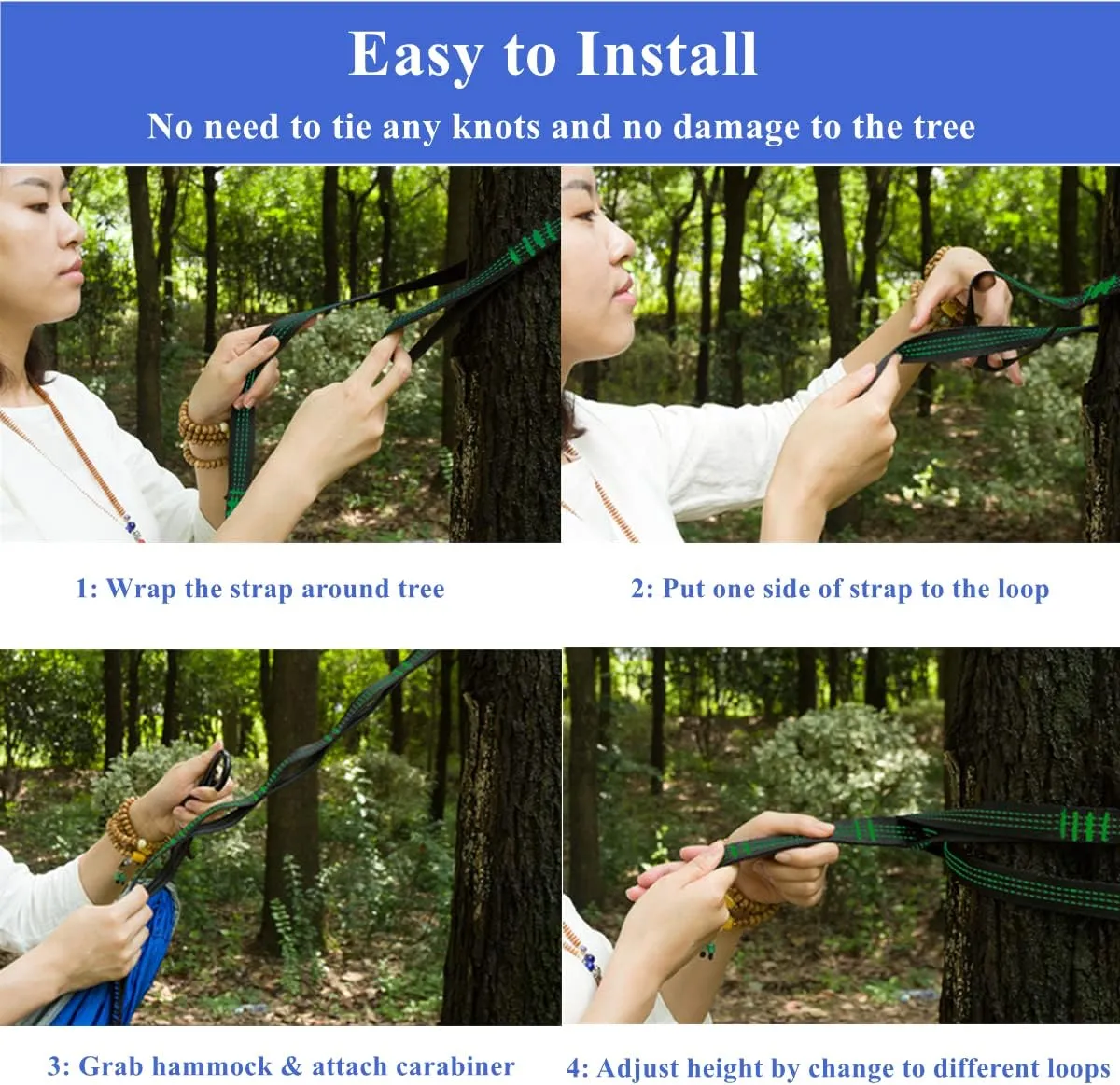 Camping Hammock Double & Single Portable Hammocks Ultralight Nylon Parachute Hammocks with 2 Tree Straps for Backpacking, Travel, Beach, Backyard, Camping, Hiking (Large, Army Green)