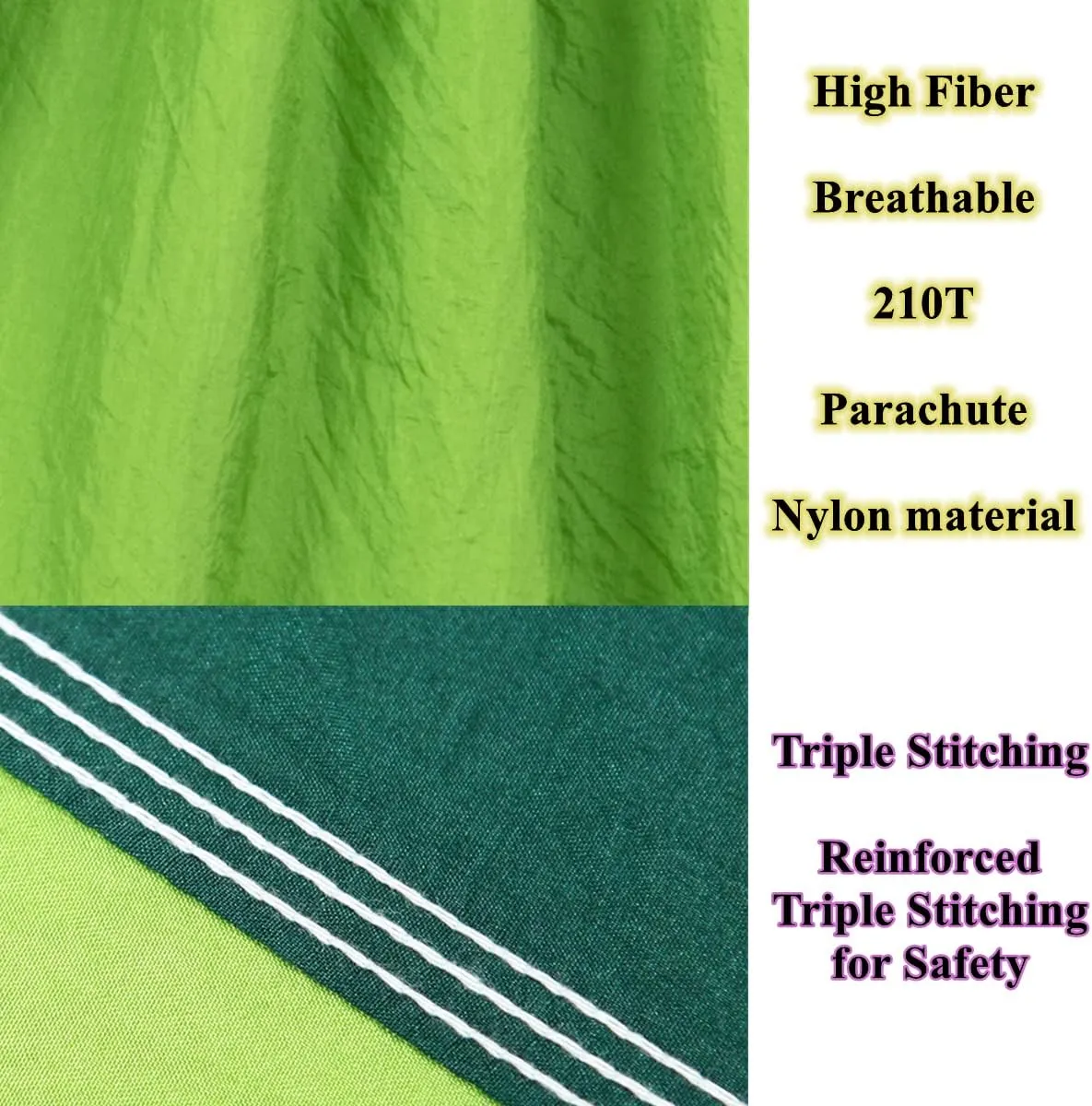 Camping Hammock Double & Single Portable Hammocks Ultralight Nylon Parachute Hammocks with 2 Tree Straps for Backpacking, Travel, Beach, Backyard, Camping, Hiking (Large, Army Green)