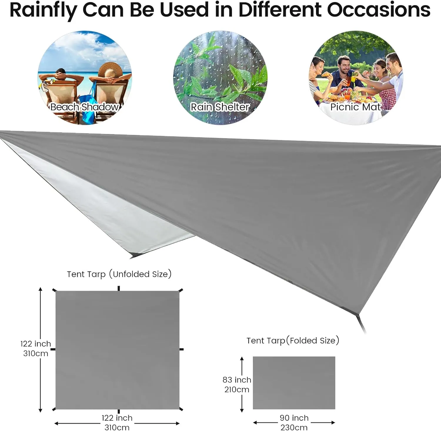 Camping Hammock with Mosquito Net & Rain Fly Tent Tarp & Tree Straps Portable Strong Nylon Hammock Parachute Tent w/Storage Bag for Camping Hiking Backyard Outdoor Backpacking Travel