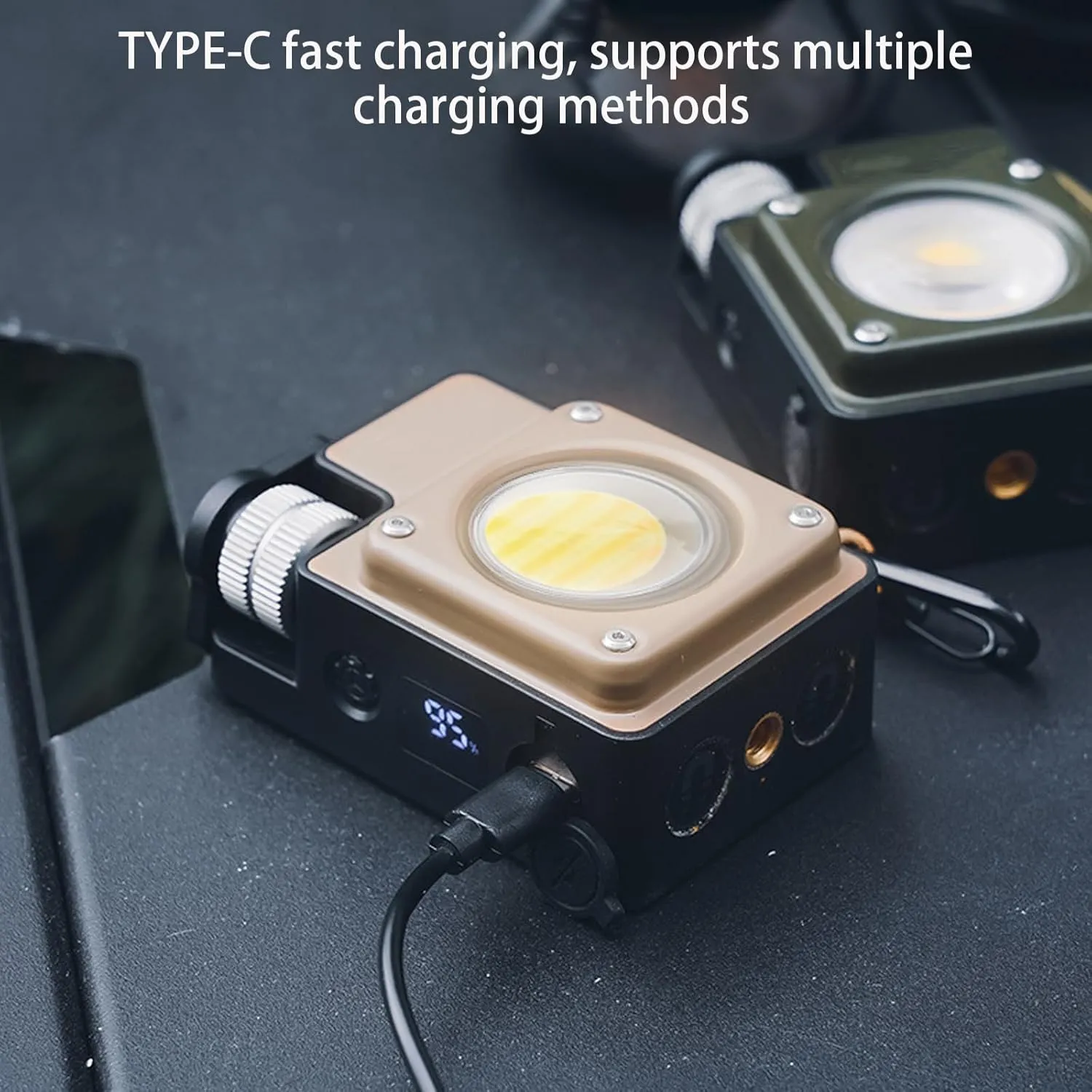 Camping Lantern Rechargeable, Portable Camping Light, Waterproof Portable Spotlight, for Camping Hiking Backpacking Emergency (Black)