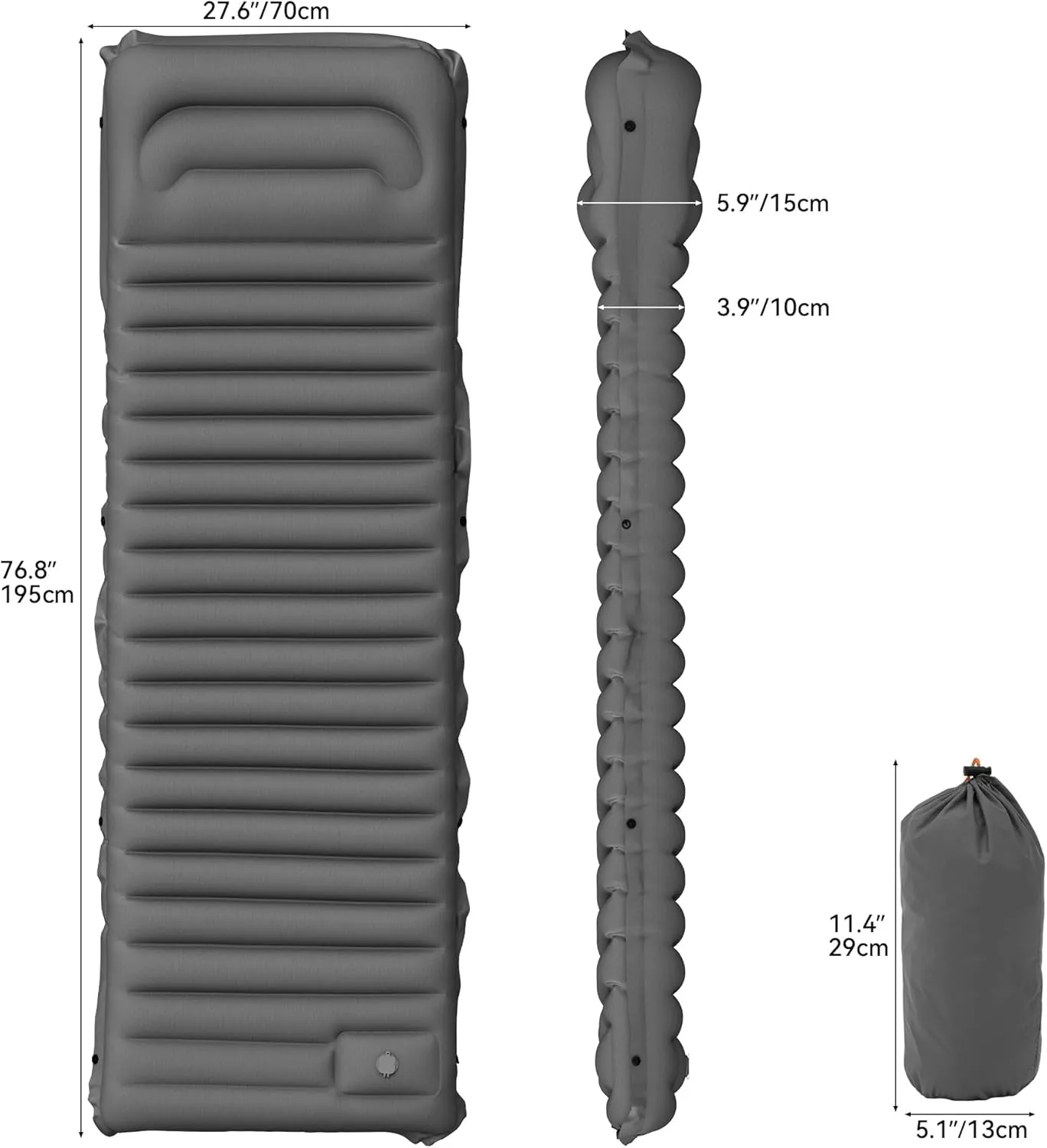 Camping Mat, Inflatable Sleeping Mat with Built-in Foot Pump Pillow Ultralight Single Camping Mattress Water-Resistant Camping Bed Sleeping Pad for Outdoor Backpacking Hiking (Brown)