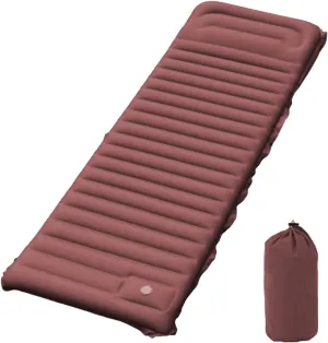 Camping Mat, Inflatable Sleeping Mat with Built-in Foot Pump Pillow Ultralight Single Camping Mattress Water-Resistant Camping Bed Sleeping Pad for Outdoor Backpacking Hiking (Brown)