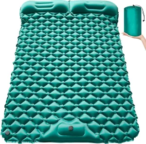 Camping Mats for Sleeping Double Ultralight Sleeping Pad for Camping Ultralight Inflatable Sleeping Mat with Pillow Built-in Foot Pump for Backpacking, Hiking, Traveling
