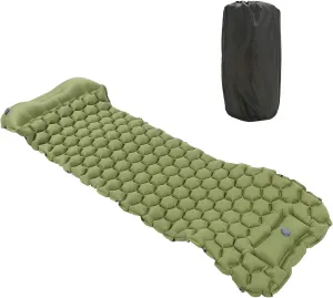 Camping Mattress Compact Lightweight Sleeping Mat Camping Sleeping Pad Mat Foot Press Inflatable Cushion Mattress for Tent Hiking Travel (OD Green)