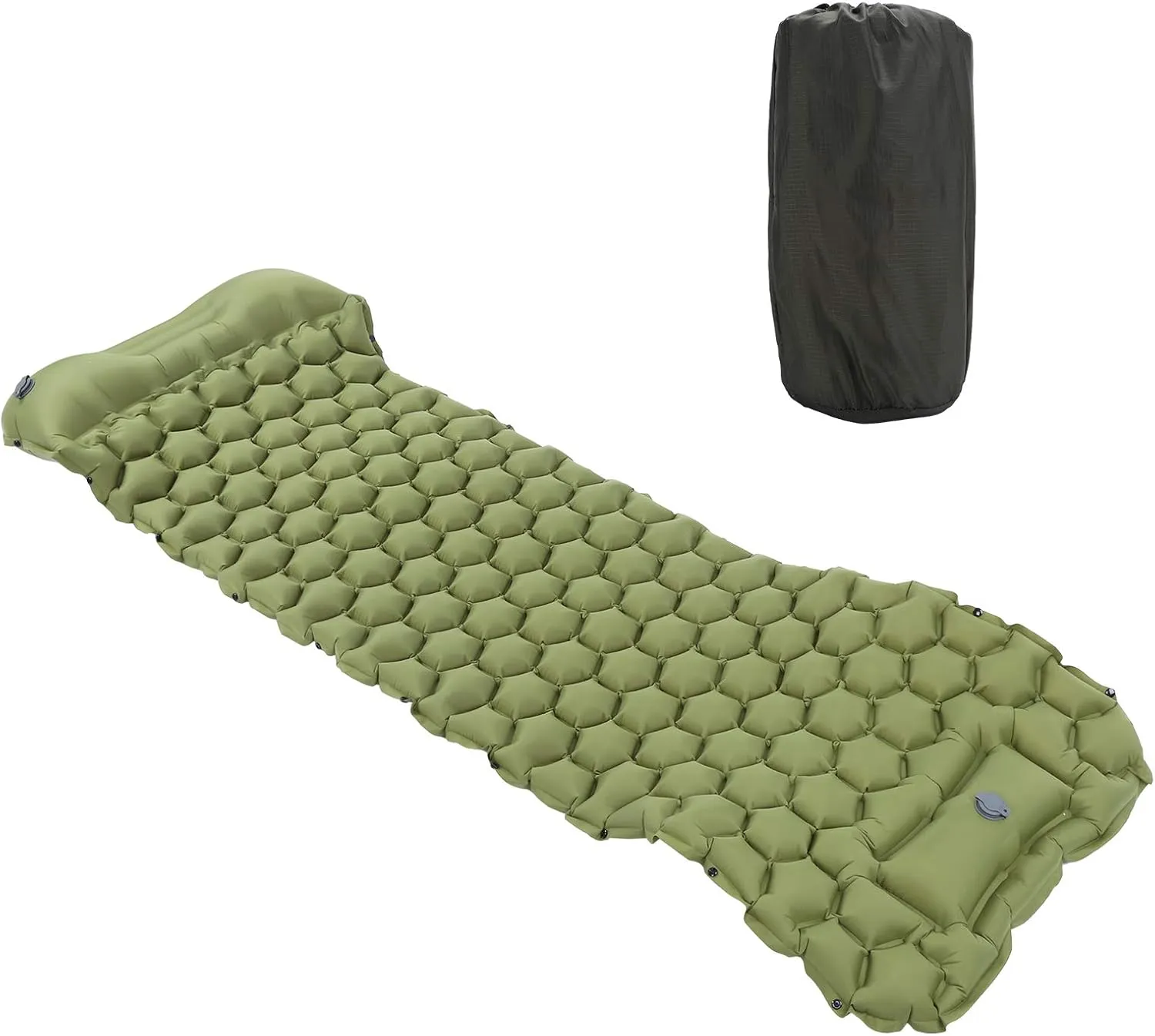 Camping Mattress Compact Lightweight Sleeping Mat Camping Sleeping Pad Mat Foot Press Inflatable Cushion Mattress for Tent Hiking Travel (OD Green)
