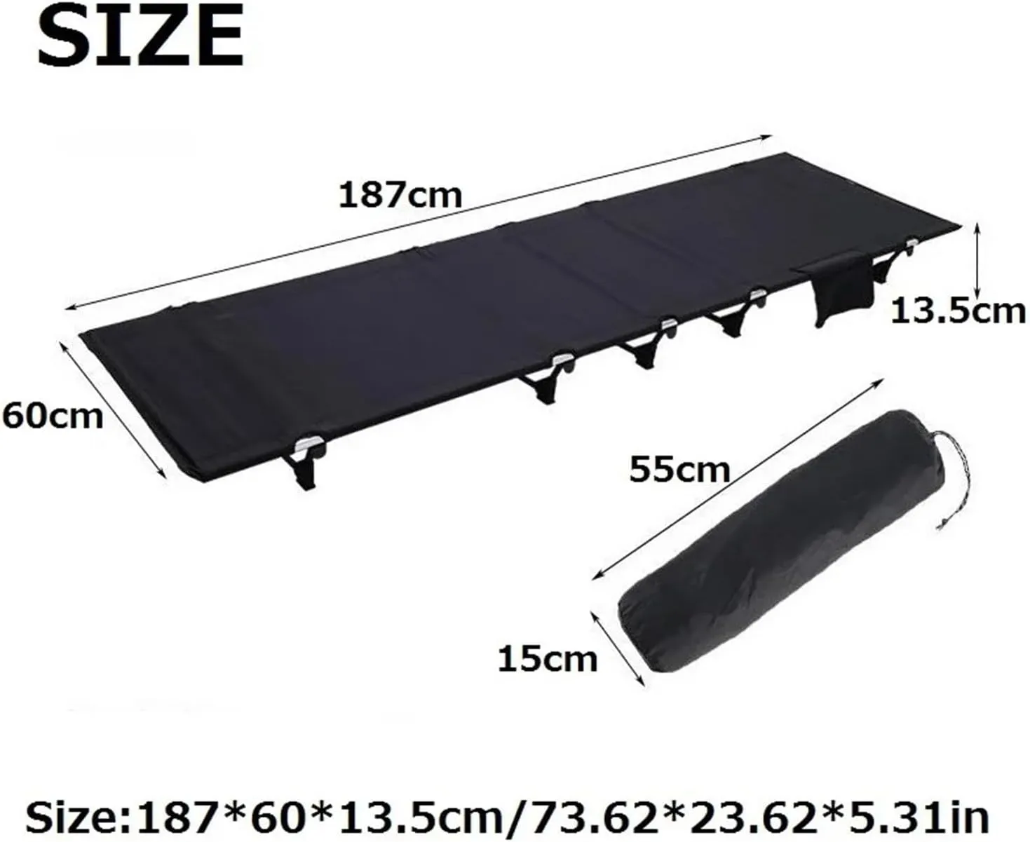 Camping Outfit Single Camping Bed Outdoor Portable Camping Cot Aluminum Alloy Ultralight Tent Bed Hiking Backpacking Bed Marching Simple Bed Fashionable (Color : Black)