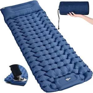 Camping Pad,Extra Thickness 3.9'' Inflatable Sleeping Pad for Camping with Pillow, Built-in Foot Pump, 77''*27'' Sleeping Mat with Carry Bag, Ultralight & Compact Camping Mattress for Hiking