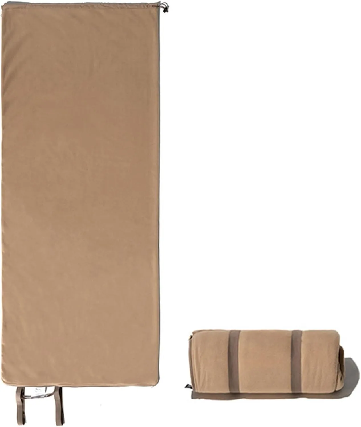 Camping Sleeping Bag Liner, Portable Ultralight Warm Windproof Zippered Rectangle Sleeping Bag for Outdoor Indoor All Season(Brown)