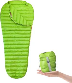 Camping Sleeping Bag,Warm Weather 52℉- Goose Down Sleeping Bag,Portable Urltra-Light Mummy Sleeping,Outdoor Hiking for Adults Backpacking with Compression Bags
