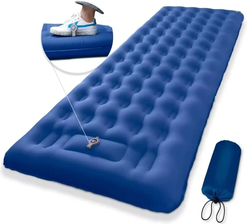 Camping Sleeping Pad 5" in Extra Thickness Inflatable Sleeping Mat Navy Blue