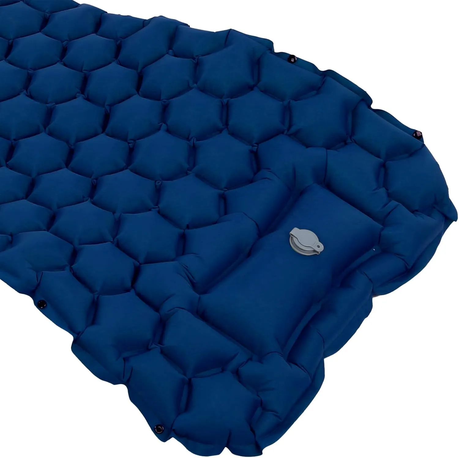 Camping Sleeping Pad Mat Foot Press Inflatable Cushion Mattress, Durably 40D Nylon TPU Laminate, Lightweight 700g, Compact Folding Size for Tent Hiking Travel (Navy Blue)