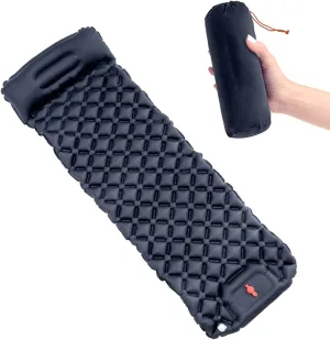 Camping Sleeping Pad, Outdoor Camping Sleeping Pad Inflatable Mattress with Pillows Ultralight Air Mat Built-in Inflator Pump Travel Hiking