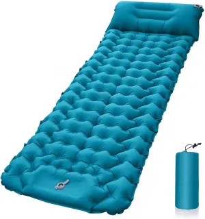 Camping Sleeping Pad, Outdoor Sleeping Pad Camping Inflatable Mattress with Pillows Travel Mat Folding Bed Ultralight Air Cushion Hiking Trekking