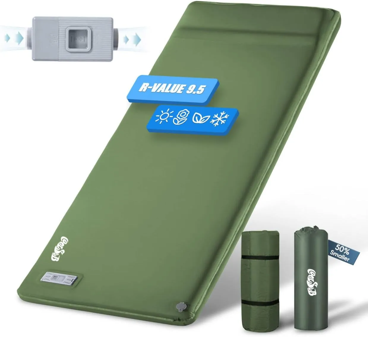 Camping Sleeping Pad Self Inflating Sleeping Pad with Electric Pump, 3.2" Ultra-Thick Memory Foam Sleeping Mat with Pillow, Camping Mattress Compact for Backpacking Hiking Traveling