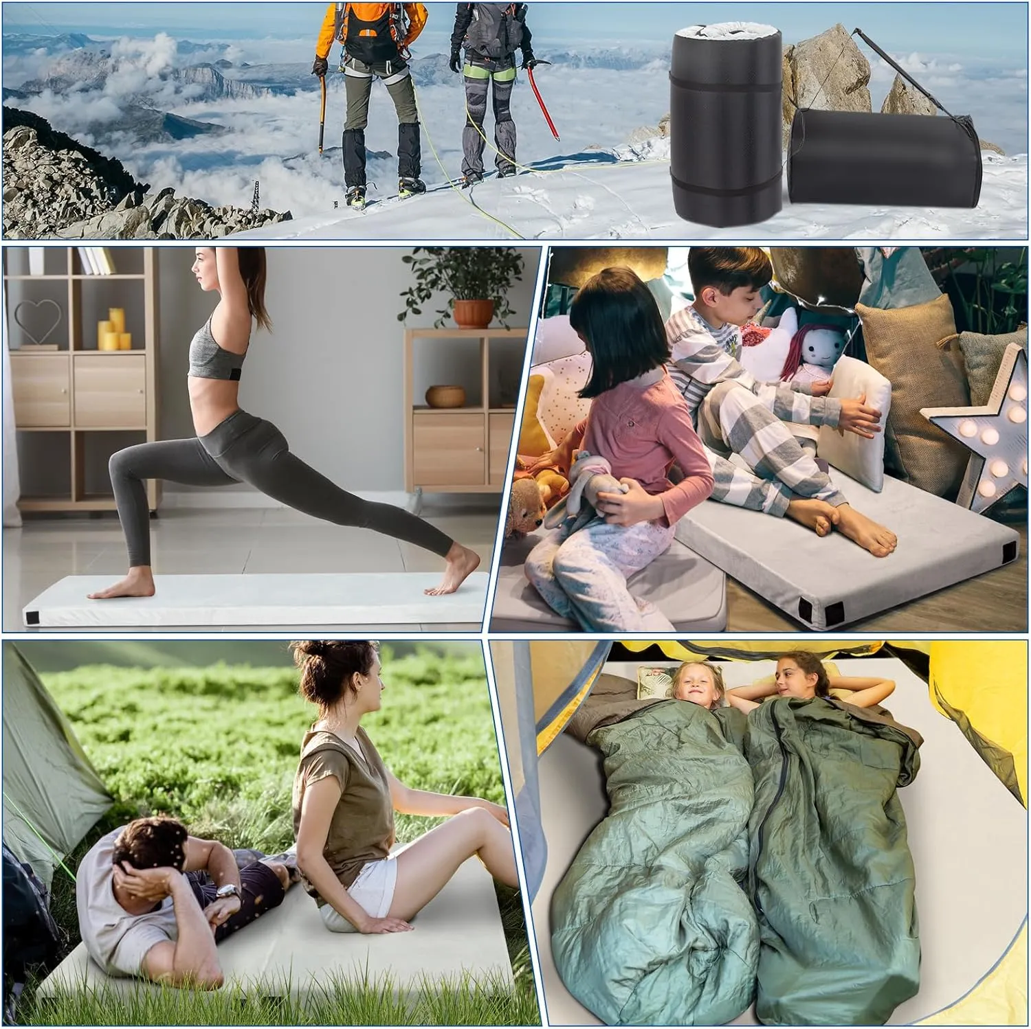 Camping Sleeping Pad, Sleeping Pad for Camping, Memory Foam Camping Mattress Pad, Sleeping Mat Portable Roll Up Mattress, Camping Bed Pads with Carry Bag for Camping, Cots, Tents