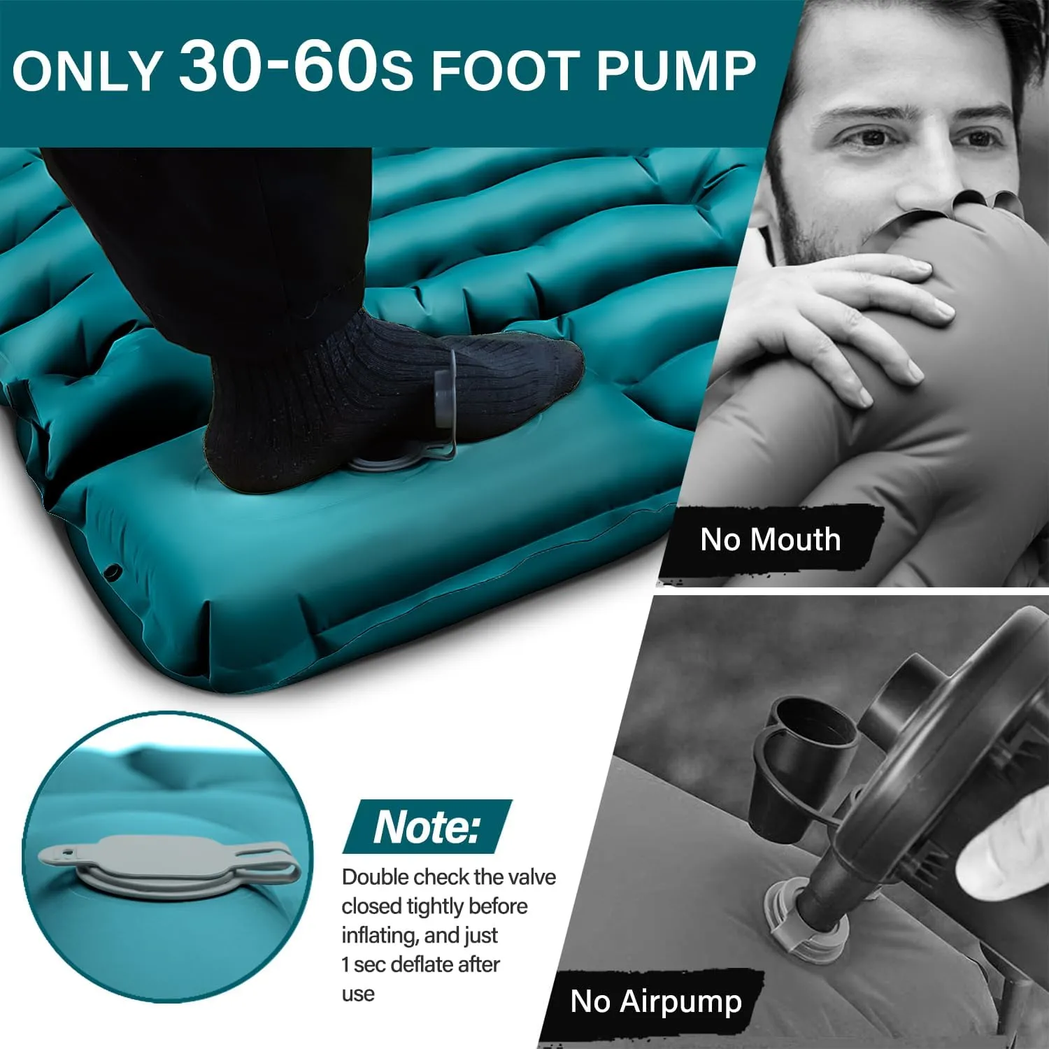 Camping Sleeping Pad, Ultralight Camping Mat with Pillow Built-in Foot Pump Inflatable Sleeping Pads Compact for Camping Backpacking Hiking Traveling Tent