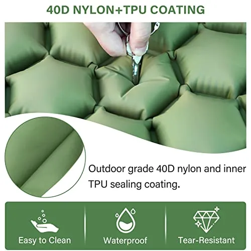 Camping Sleeping Pad, Ultralight Camping Mat with Pillow