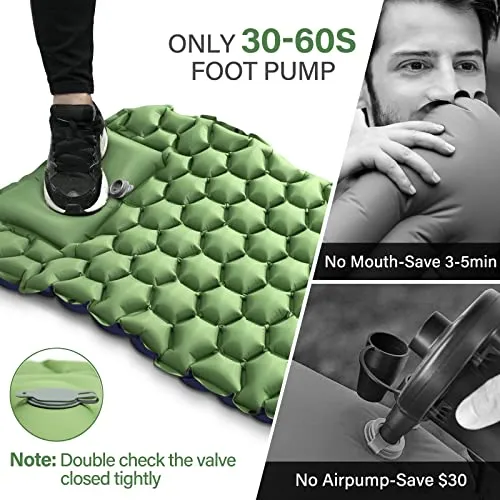 Camping Sleeping Pad, Ultralight Camping Mat with Pillow