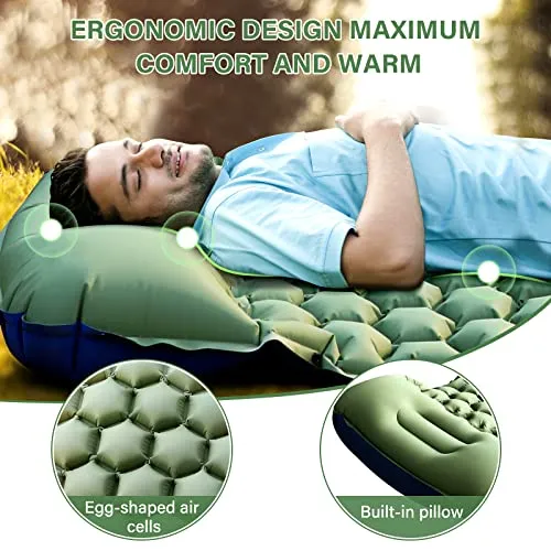 Camping Sleeping Pad, Ultralight Camping Mat with Pillow