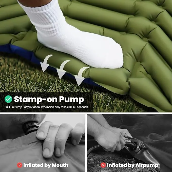 Camping Sleeping Pad, Ultralight Inflatable Camping Mat with Pillow, Built-in Foot Pump, Compact Camping Mats for Car Traveling, Backpacking, Camping and Hiking