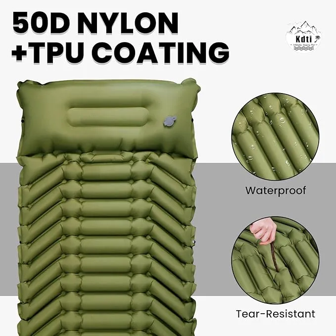 Camping Sleeping Pad, Ultralight Inflatable Camping Mat with Pillow, Built-in Foot Pump, Compact Camping Mats for Car Traveling, Backpacking, Camping and Hiking