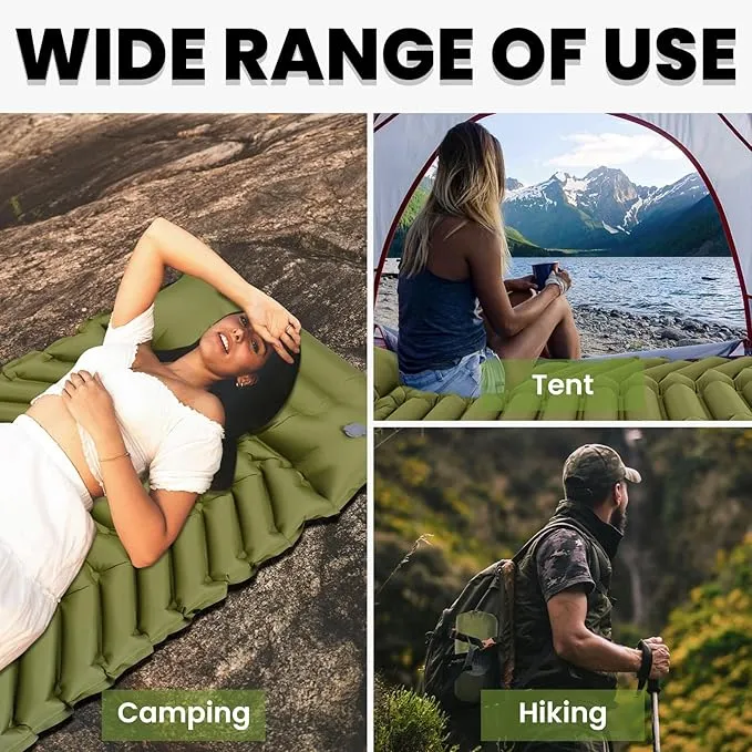 Camping Sleeping Pad, Ultralight Inflatable Camping Mat with Pillow, Built-in Foot Pump, Compact Camping Mats for Car Traveling, Backpacking, Camping and Hiking