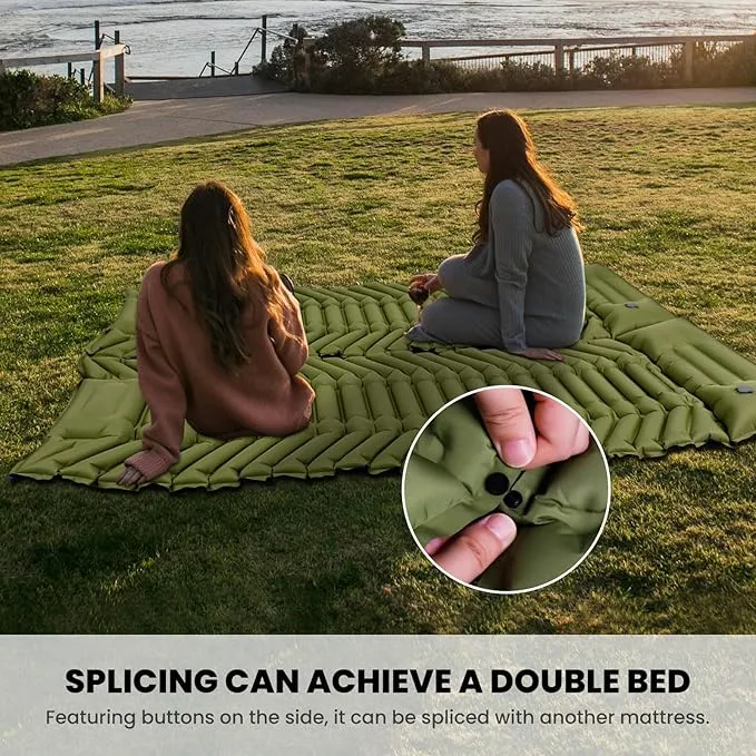 Camping Sleeping Pad, Ultralight Inflatable Camping Mat with Pillow, Built-in Foot Pump, Compact Camping Mats for Car Traveling, Backpacking, Camping and Hiking