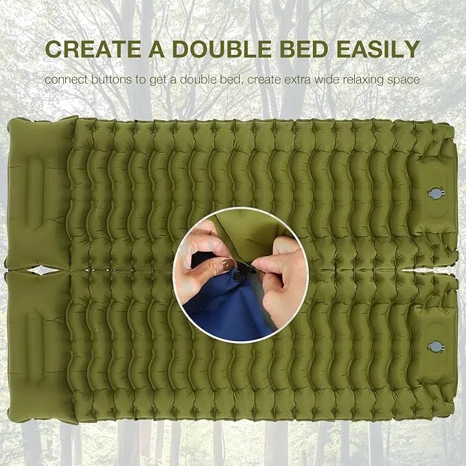 Camping Sleeping Pad, Ultralight Inflatable Sleeping Mat with Pillow, Built-in Foot Pump, Compact Camping Air Mattress for Camping Backpacking Hiking Tent Traveling