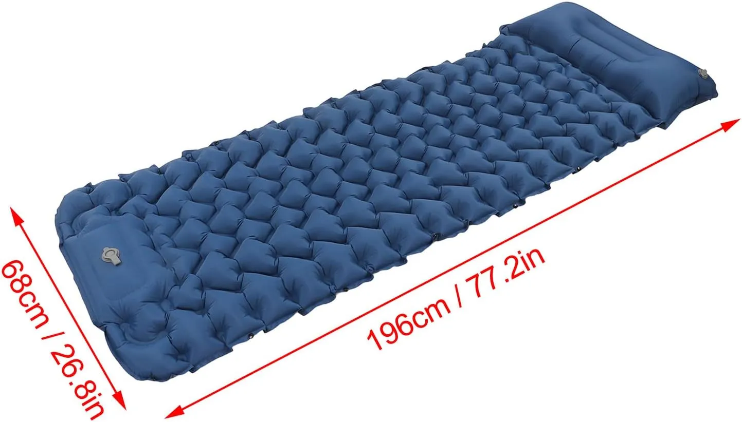 Camping Sleeping Pad, Ultralight Sleeping Pad for Backpacking Hiking, Inflating Sleeping Pad Ergonomic Design Foot Inflatable Sleeping Pad with Storage Bag for Office Outdoor(Navy Blue)