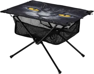 Camping Table Lightweight Portable Folding Table with Mesh Storage Net Cateyes in A Dark Animal Ideal for Camping Hiking Beach Picnic Travel Backyard