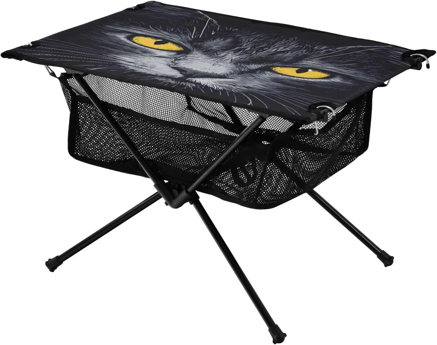 Camping Table Lightweight Portable Folding Table with Mesh Storage Net Cateyes in A Dark Animal Ideal for Camping Hiking Beach Picnic Travel Backyard