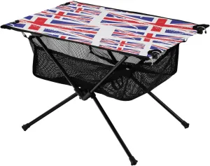 Camping Table Lightweight Portable Folding Table with Mesh Storage Net Seamless Britain Flag Union Jack Ideal for Camping Hiking Beach Picnic Travel Backyard