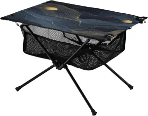 Camping Table Lightweight Portable Folding Table with Mesh Storage Net Star Moon Wave Ideal for Camping Hiking Beach Picnic Travel Backyard