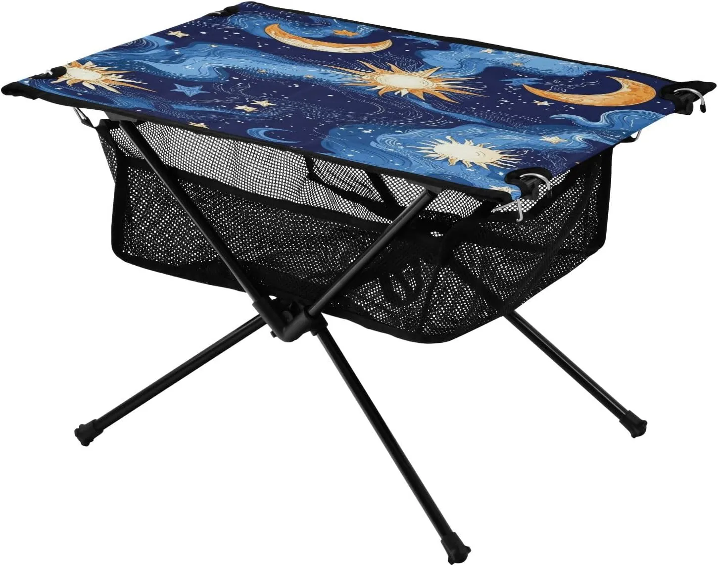Camping Table Lightweight Portable Folding Table with Mesh Storage Net Sun Moon Ideal for Camping Hiking Beach Picnic Travel Backyard