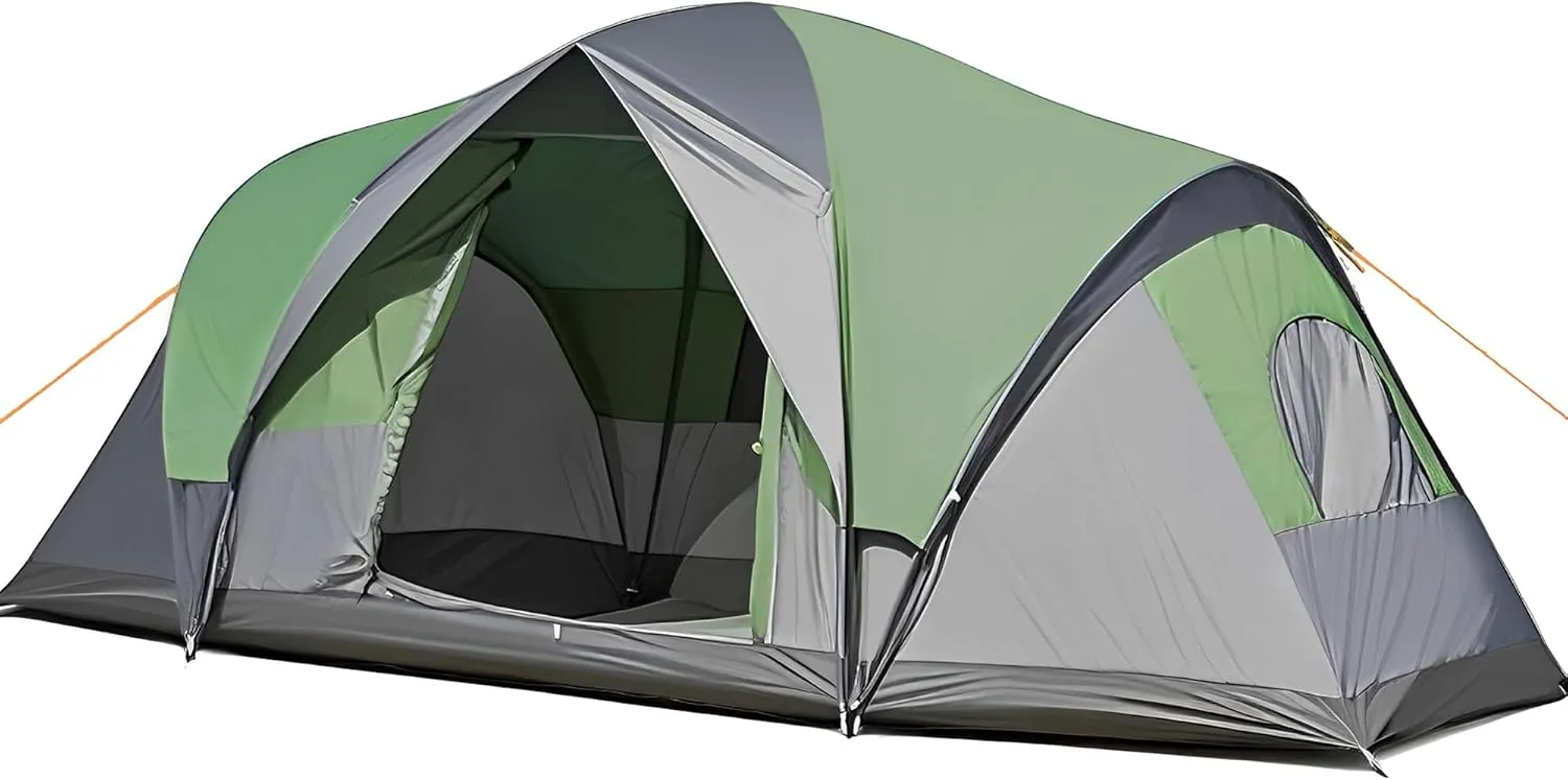 Camping Tent 10 Person, Waterproof Family Tents for Camping, Music Festival Tent, Big Tent with 5 Large Mesh Windows, Double Layer, 2 Room, Weather Resistant