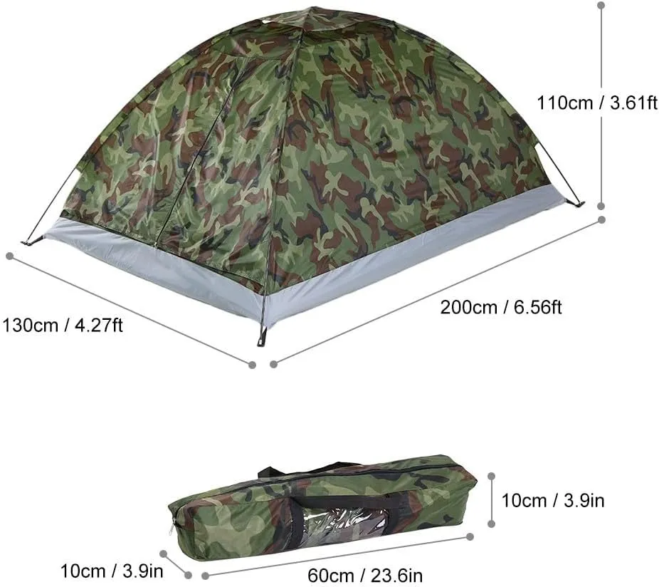 Camping Tent, 1/2 Person Tent, Weatherproof Ultralight Camouflage Garden Sun Shield Outdoor Hiking for Camping, Festivals, Backyard, Sleepoversg(2 person)