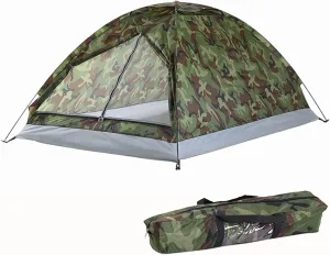 Camping Tent, 1/2 Person Tent, Weatherproof Ultralight Camouflage Garden Sun Shield Outdoor Hiking for Camping, Festivals, Backyard, Sleepoversg(2 person)