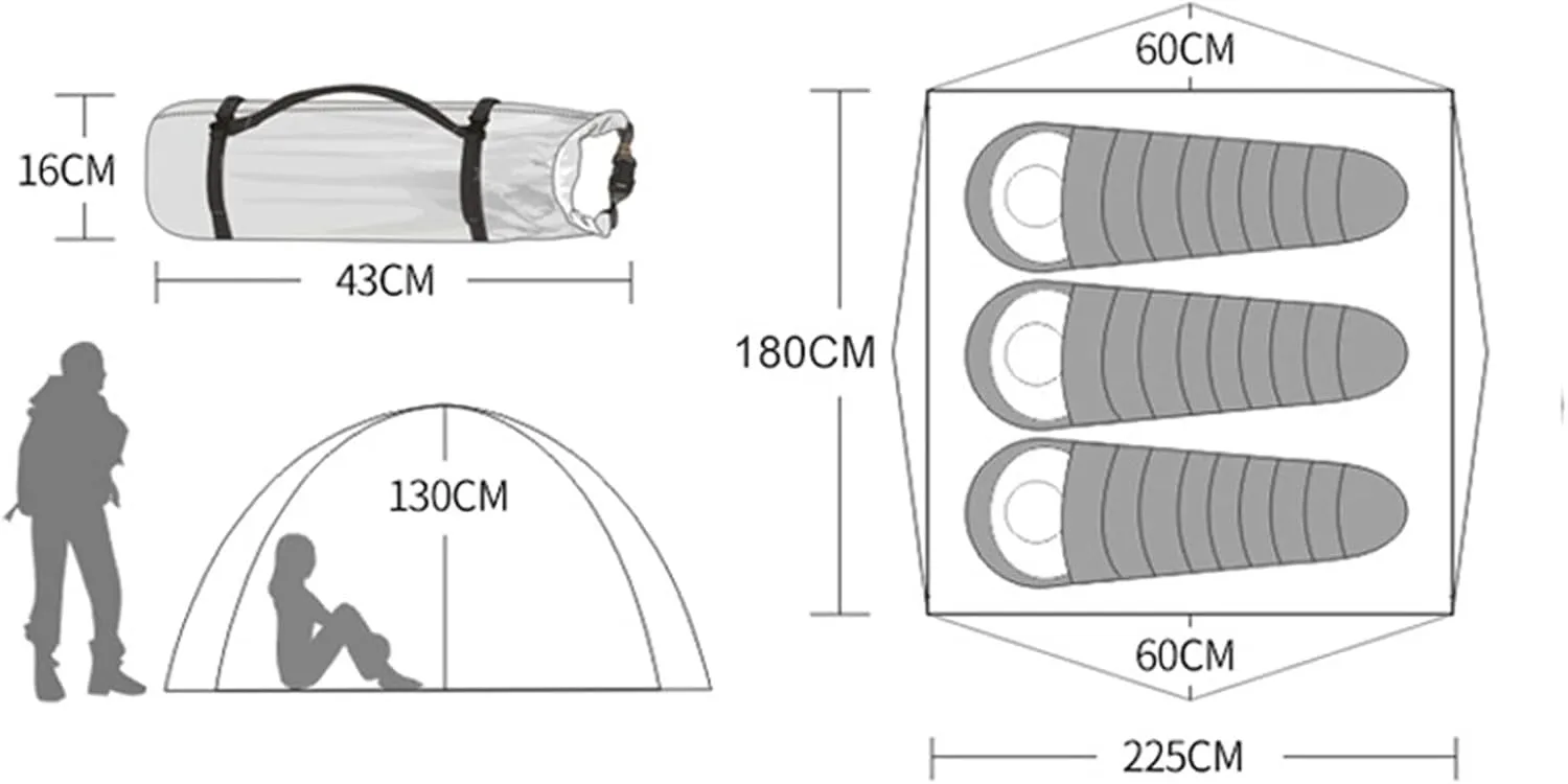Camping Tent 3-4 Person Family Tent, Lightweight Portable Alumimun Pole Waterproof Anti-Storm Double Layer 4 Season Camping Tent (Blue One Size)