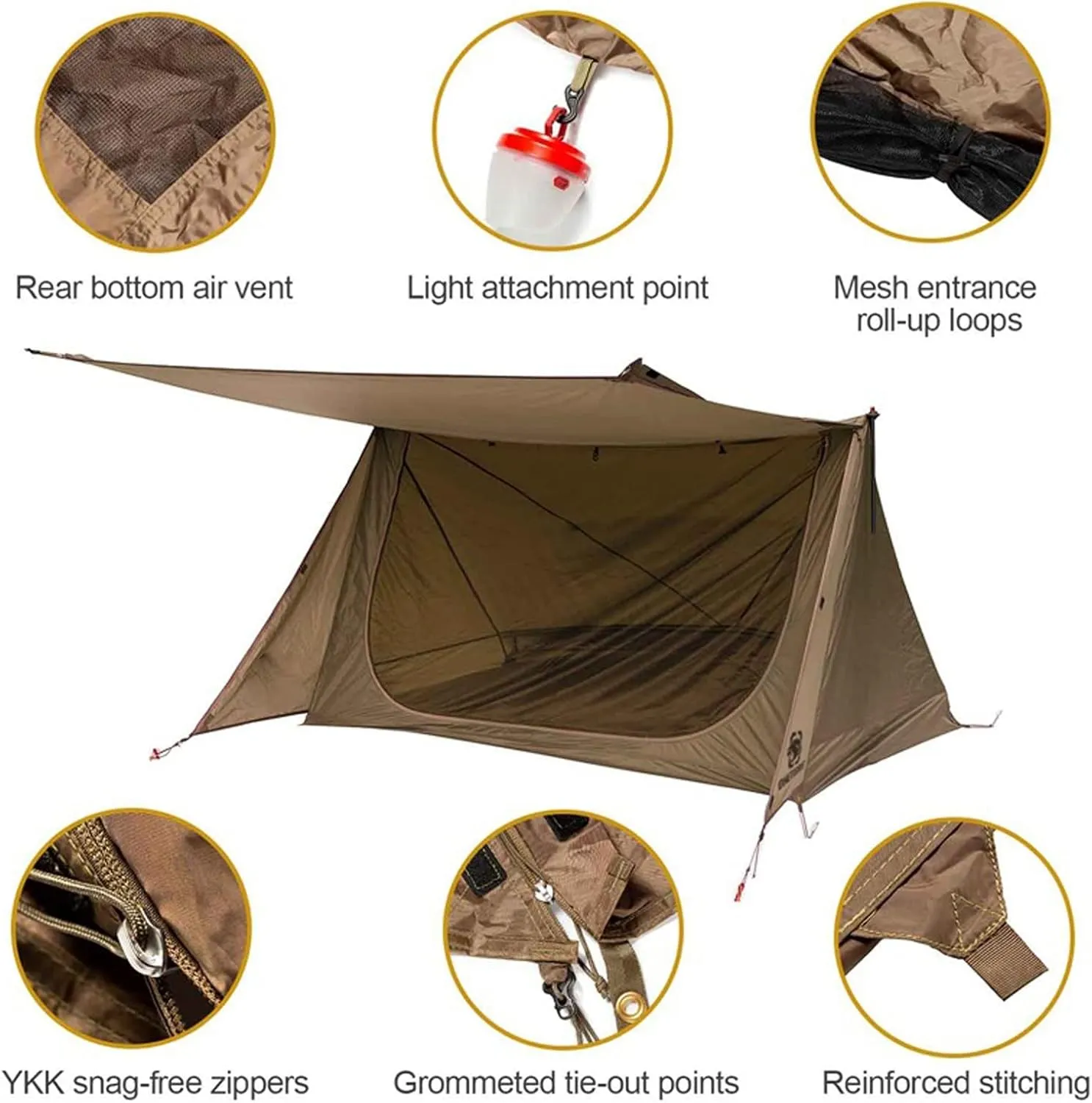 Camping Tent 3 Season Tent Ultralight Shelter Style Tent for Bushcrafters Survivalists Camping Hiking