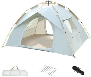 Camping Tent 4 Person, Waterproof & Windproof & UV-Resistant, Portable Dome Tents with Carry Bag, 2 Doors 2 Windows, Quick Setup Automatic Tents for Camping, Hiking, Fishing, Beach