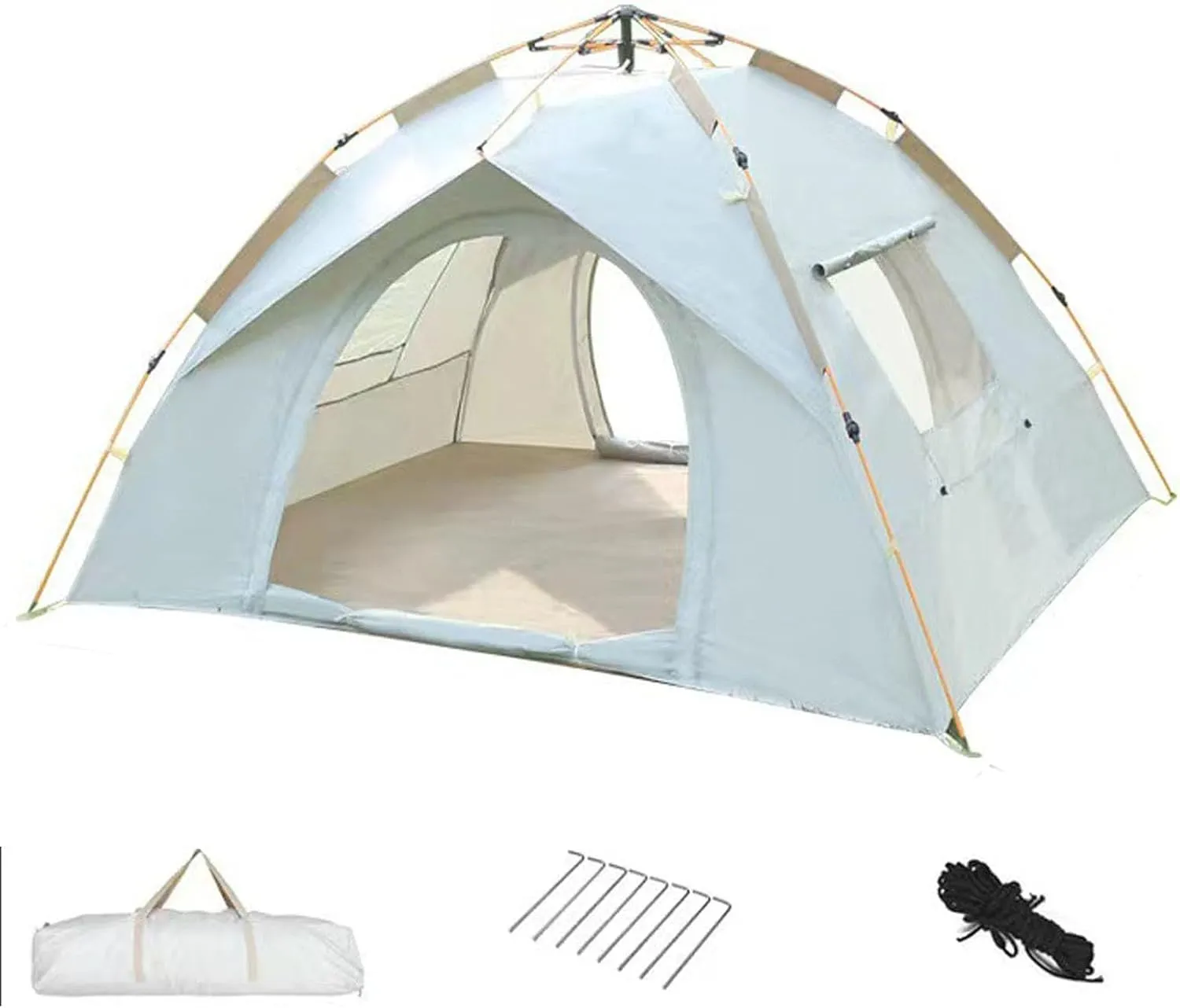 Camping Tent 4 Person, Waterproof & Windproof & UV-Resistant, Portable Dome Tents with Carry Bag, 2 Doors 2 Windows, Quick Setup Automatic Tents for Camping, Hiking, Fishing, Beach
