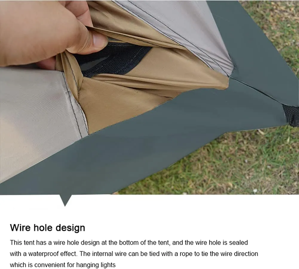 Camping Tent 8-10 Persons Lightweight Family Camping Tent Waterproof UV Resistant Outdoor Folding Tent, Easy to Install, Khaki, Overall