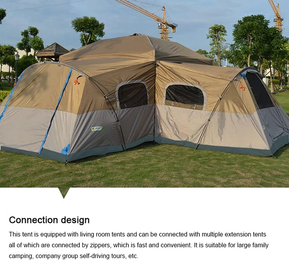 Camping Tent 8-10 Persons Lightweight Family Camping Tent Waterproof UV Resistant Outdoor Folding Tent, Easy to Install (Overall Blue) (Overall Blue)