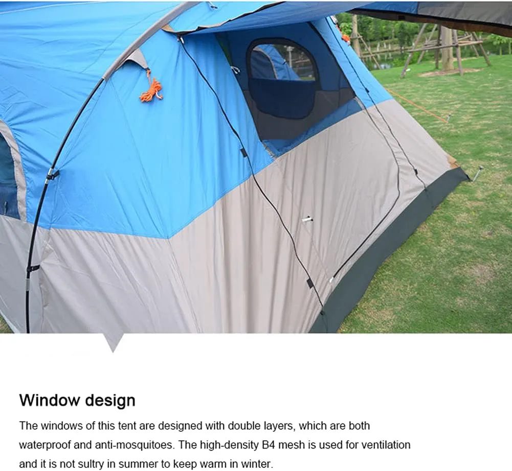 Camping Tent 8-10 Persons Lightweight Family Camping Tent Waterproof UV Resistant Outdoor Folding Tent, Easy to Install (Overall Blue) (Overall Blue)
