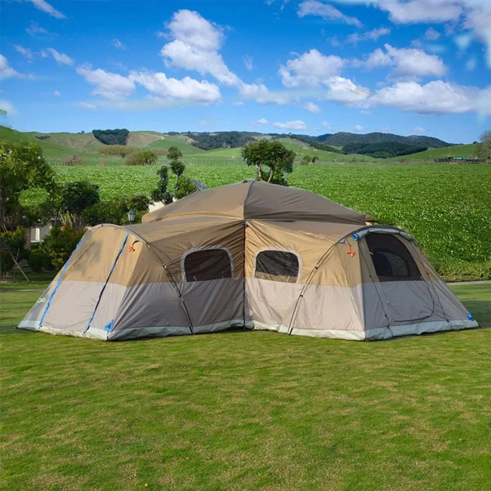 Camping Tent 8-10 Persons Lightweight Family Camping Tent Waterproof UV Resistant Outdoor Folding Tent, Easy to Install
