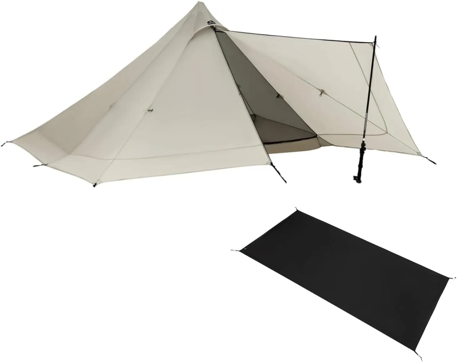Camping Tent and Footprint Set, Pyramid 2 Person Tent, Backpacking Tent and Footprint, Grey